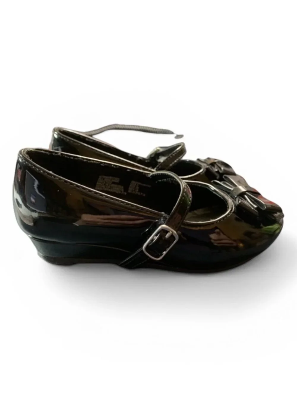 Wonder Nation Girl's Size 9 Black Patent Wedges